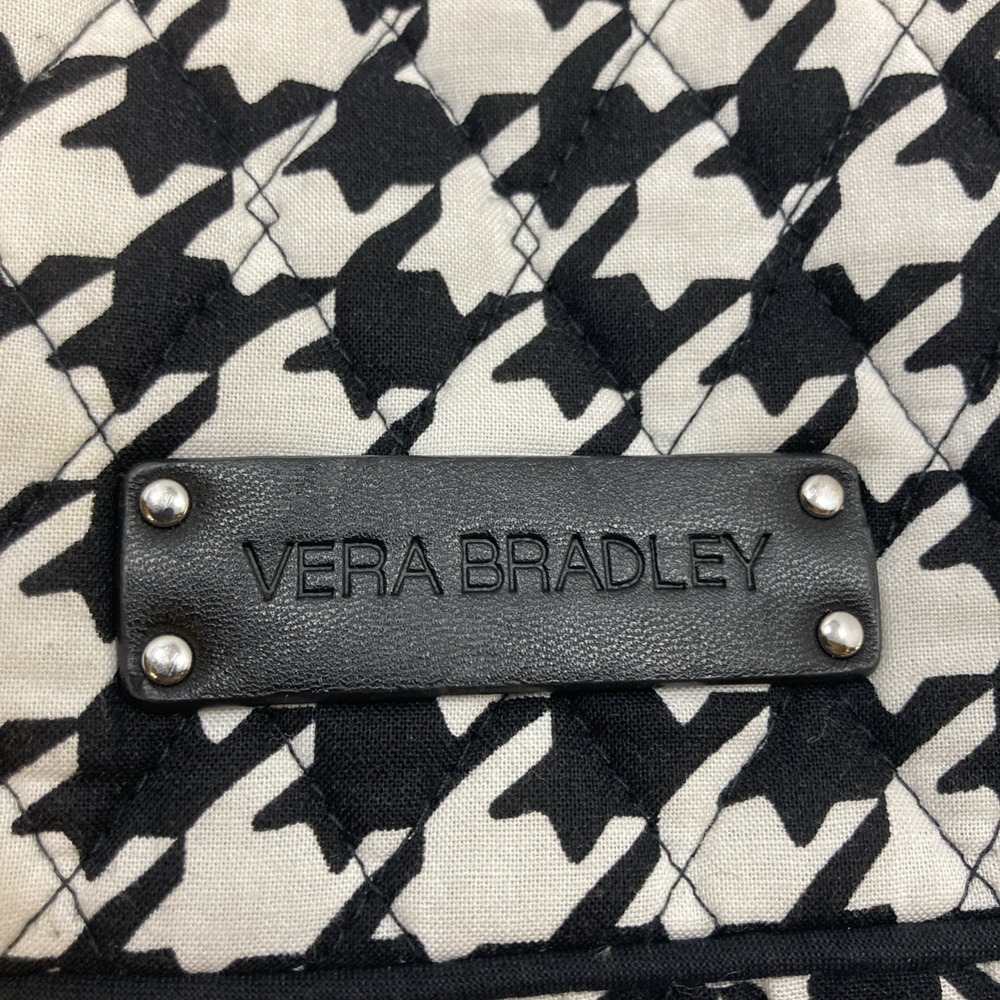 Vtg Vera Bradley Triple Zip‎ Crossbody Hounds Tooth Black & White Checked Purse - Picture 3 of 9
